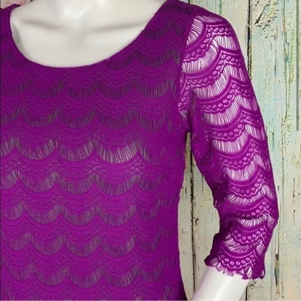 Free People Holly Lace Fuchsia Purple Mini Sheath Dress XS